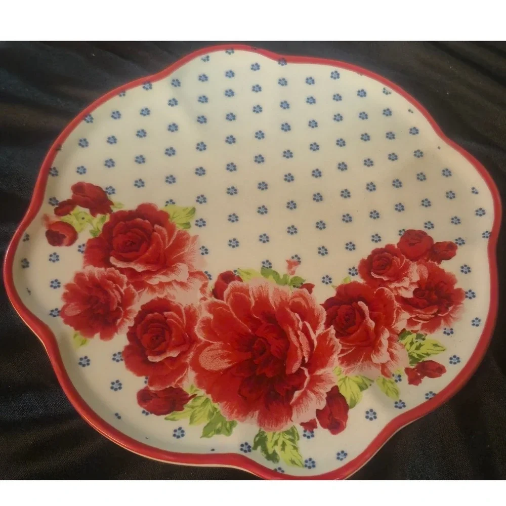 Pioneer Woman Floral Stoneware Appetizer Plates Set of 4 Scalloped 6.5 Inch